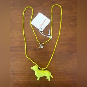 J CREW CREWCUTS Neon Yellow Dachshund Dog necklace NWT